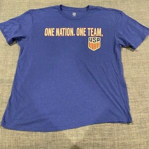 USA Soccer T Shirt Men's XL Blue One Nation One Team Graphic Tee Olympics Read!